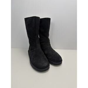 UGG Australia Mayfaire Winter Boots Womens Size 9 Black Leather Sheepskin